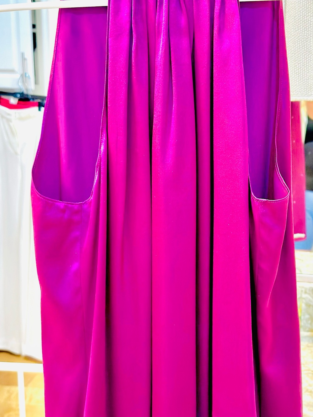 Women's Purple Stretch Silk gathered-neckline Blouse